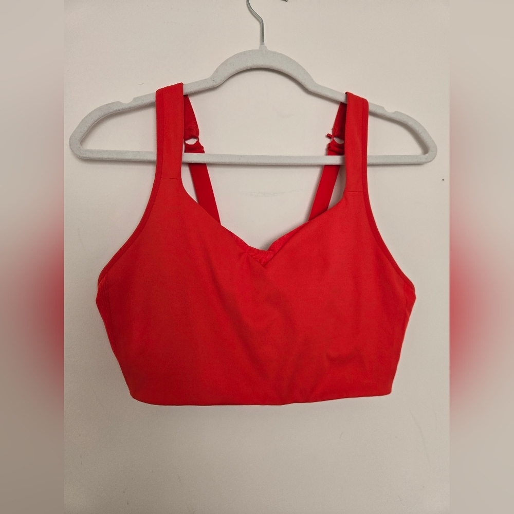 Brooks Cherry Red Sports Bra with Wide Straps